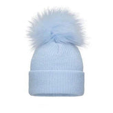 Pom Pom Envy Baby Knit Single Pom Hat Blue